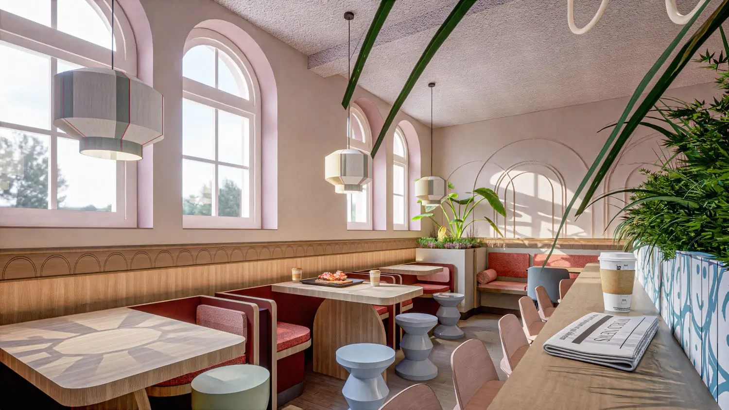rendering - tropenmuseum - amsterdam - cafe - eettafel - renoveren - enzo architectuur N interieur - design