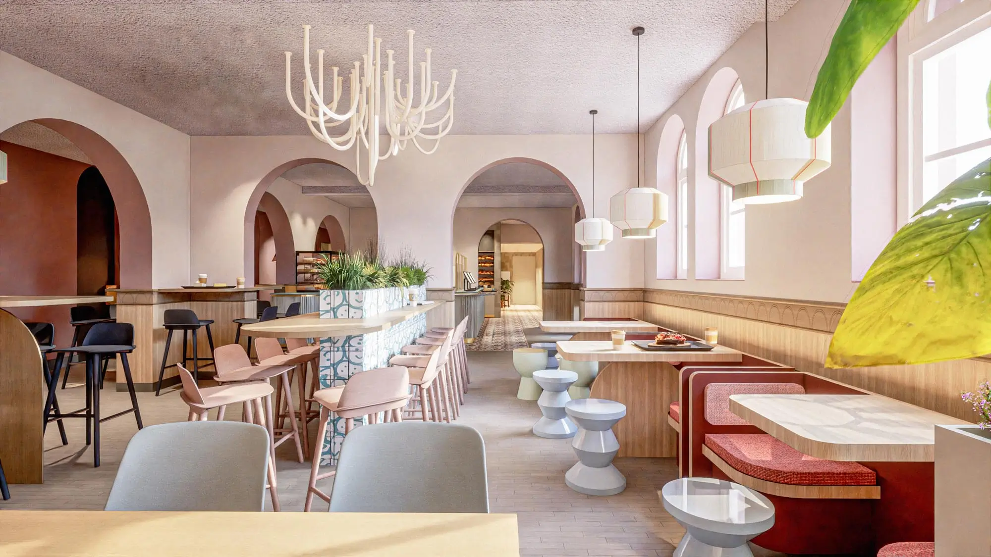 rendering - tropenmuseum - amsterdam - cafe - eettafel - renoveren - enzo architectuur N interieur - design - lobby
