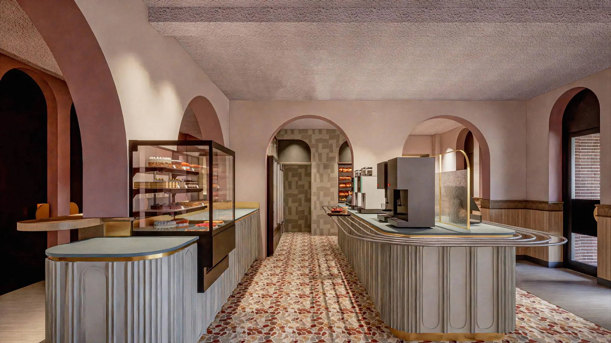 rendering - tropenmuseum - amsterdam - cafe - eettafel - renoveren - enzo architectuur N interieur - design - lobby - huiskamer - kiosk