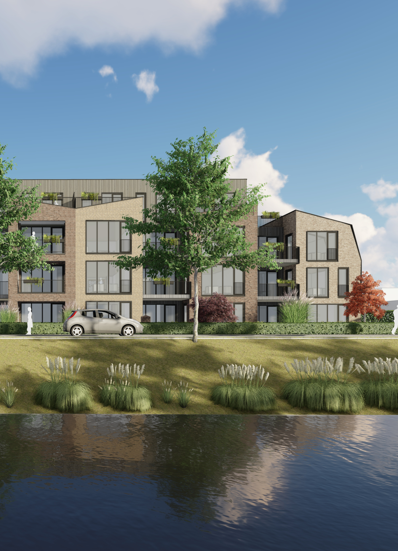 technische tekening appartementencomplex aan het water